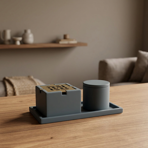 Juego de Quemadores de Incienso de Madera Minimalistas con Difusor de Aromaterapia, Color Gris, Uso Durante Todo el Año, Diseño Moderno, Estilo Único, Ramadán, Eid - Product Image 1