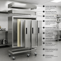 Congélateur vertical commercial Wetruth à 3 portes, en acier inoxydable, refroidissement par ventilateur, dégivrage automatique, commande numérique, pose au sol