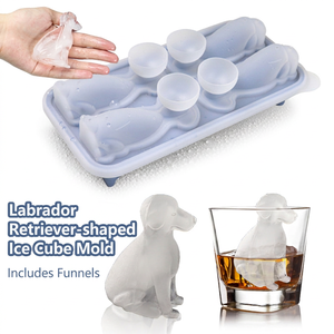 Moule à glaçons en silicone pour chiens avec couvercle et entonnoir, 4 cavités, facile à démouler, pour whisky, cocktails et boissons de fête - Product Image 3