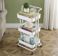 Chariot de rangement de cuisine mobile à 3 niveaux, chariot utilitaire roulant pour la cuisine, la salle de bain, la maison, le bureau, le rangement et l'organisation