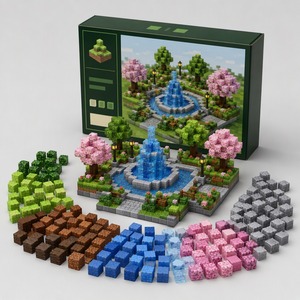 Blocs de construction magnétiques Rongheqiang 320 pièces, ensemble Pixel Art Fountain Park avec cubes magnétiques de 2 cm, jouet - Product Image 2