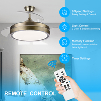 2022 42 "LED moderne chambre haut-parleur invisible ventilateur de plafond lumière avec moteur à courant continu musique télécommande et application