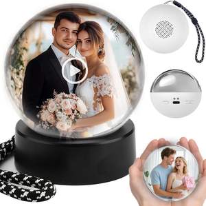 Lampe sphérique à mémoire 4 Go, boule de cristal électronique 3D magique avec lecteur de photos et vidéos numériques WiFi pour un cadeau d'anniversaire ou de la Saint-Valentin - Product Image 1