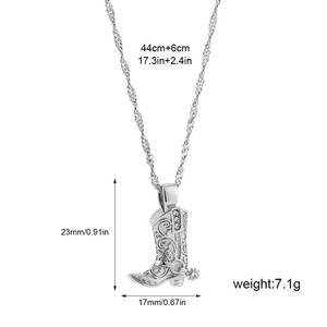 Waterproof Non Tarnish <b>Jewelry</b> 316L Stainless Steel Base 14k 18k PVD Gold Plated Charm Zircon Cowboy <b>Boot</b> Necklace for Women - Product Image 6