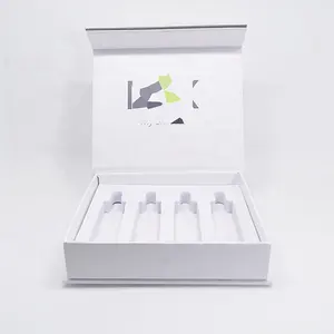 定制印刷环保回收白色包装磁铁硬质纸盒，带EVA泡沫，用于化妆品瓶包装