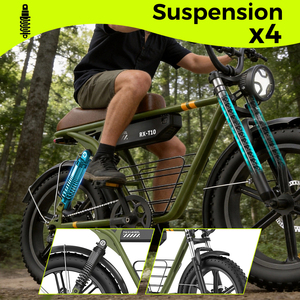 Bicicleta Eléctrica de Montaña RX-T10 de 20 Pulgadas con Doble Suspensión, Neumáticos Anchos, Cuadro de Aluminio, Frenos de Disco, Bicicleta Todoterreno - Product Image 3