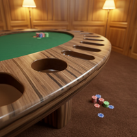 Table de poker Texas pour 8 joueurs, robuste, moderne et luxueuse, avec pieds en chêne massif, design standard de casino en mélamine, pour bar ou lounge.