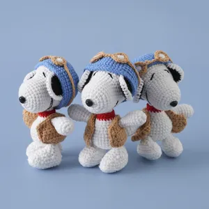Pendentifs en crochet et <span class=keywords><strong>porte</strong></span>-clés anime super mignons, figurines <span class=keywords><strong>Snoopy</strong></span> créatives faites à la main en tricot - Product Image 1