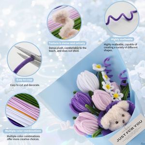 Paquete de Material Creativo: Limpiapipas de Peluche Surtidos, Ojos de Peluche, Pegamento y Tarjetas de Envoltura para Creaciones Infinitas - Product Image 4