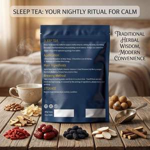 Tisane de Nuit pour Adultes, Mélange de 11 Herbes, 30 Sachets Pyramidaux, Sans Caféine, Soutien Naturel à la Relaxation, Étiquette Personnalisée, OEM - Product Image 3