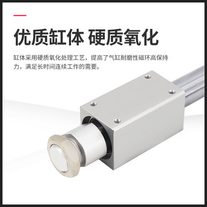 Cilindro Sin Vástago Doble RMT-10/20/25/32-100/200 con Acoplador Magnético, Actuador Neumático de Carrera Larga - Product Image 4