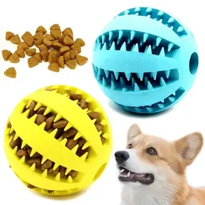 Großhandel Natur kautschuk Haustier Spielzeug Hund Kauen Spielzeug Zahn Clean Treat Ball Extra robuste interaktive Elastizität Ball für Haustier Zubehör