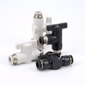 Apocalypse Pneumatic Hand Valve BUC-8/4/6/10/12 6 Mm 1/4 Inch PBT Plastic Air Hose Connector <b>Tee</b> With NBR Seal - Product Image 1