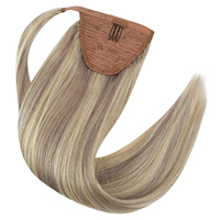 Extensions de cheveux humains 100% Ombré Brun 16-26 pouces, Queue de cheval à enrouler magique à clipser, Faite à la machine, Cheveux Remy, Lisse, Vente en gros