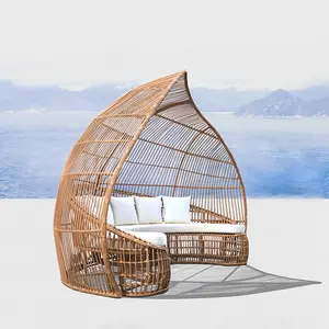 In der Nähe der Natur luxuriöses Vogelnest Bett Boden Schwimmbad Outdoor Rattan Stuhl Rattan Strand bett