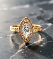 Bague en argent sterling 925 avec zircon et design rétro œil de cheval entouré de diamants, bague de mariage éblouissante
