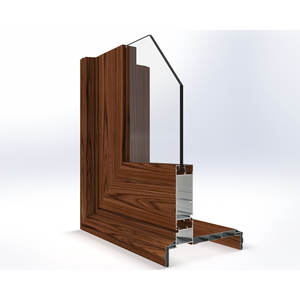 Profilé de porte et de fenêtre en aluminium Xf156 à coins chanfreinés 6063 T5 avec architrave intégré imitation bois pour villa de luxe - Product Image 1