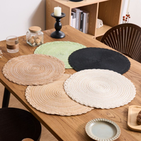 Set de table rond en coton et ramie de style nordique, antidérapant, pour la décoration de la maison