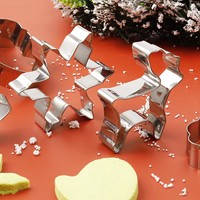 Benutzer definierte Weihnachts-Edelstahl-Aus stech formen (Giraffe & Kuh formen) Umwelt freundliches 5-teiliges Set für DIY-Back-und Kuchen dekoration