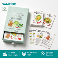 Cartes de recettes de kimchi imprimées sur mesure OEM, guide de fabrication maison de légumes marinés en gros avec boîte à tiroir