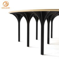 Table à manger ronde moderne élégante Base en métal robuste et plateau en verre pour la maison Villa Hôtel Cuisine Salle à manger Meubles