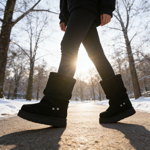 מכירה ישירה מהמפעל OEM/ODM מגפי חורף מעור בקר, עור כבש דו צדדי, מגפי נשים חמים עד הברך, נעלי פרווה סיטונאי - Product Image 5