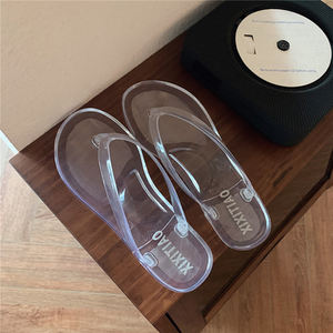 Korean <strong>Transparent</strong> Flip Flops <strong>Girl</strong> Jelly Shoes Women Simple Water Sandals Flip Flops Beach Sandals Trend <strong>Slippers</strong> - Product Image 1