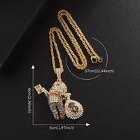 Collier pendentif personnalisé en forme de billet de banque américain pour petit garçon, style hip-hop, plaqué or/argent, entièrement serti de diamants.