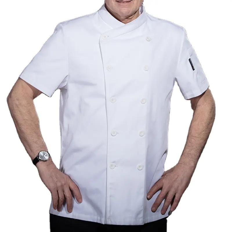 Jaket koki putih uniseks, RTS seragam koki servis makanan