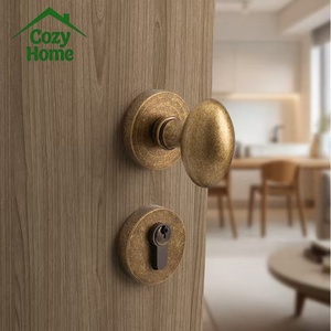 Interior Silent Split Lock Double <strong>Door</strong> Lock with Antique Bronze Ball Brass <strong>Knob</strong> <strong>Bedroom</strong> <strong>Door</strong> Handle with Lock Easy Install - Product Image 1