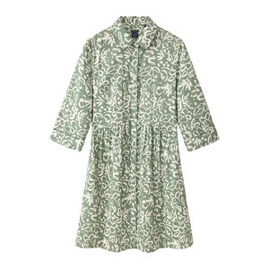 Robe décontractée élégante pour femme, coupe trapèze, 100% coton, écologique, imprimé floral vintage numérique, longueur genou - Product Image 2