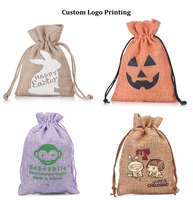 Vente en gros de sacs en toile de jute recyclables et réutilisables avec cordon de serrage, faits à la main, pour bijoux, emballages cadeaux de Noël