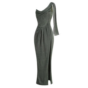 Bettergirl 2026 Nuovo <span class=keywords><strong>Vestito</strong></span> Elegante di Tendenza Monospalla <span class=keywords><strong>Grigio</strong></span> Lungo fino al Pavimento con Spacco <span class=keywords><strong>Aderente</strong></span> per Feste - Product Image 5