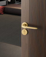 Poignée de porte moderne en laiton pour intérieur, double panneau, pour salle de bain, en cuivre pur