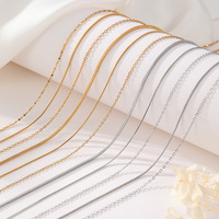 Chaînes de bijoux en gros en acier inoxydable, anti-ternissement, or et argent, délicates, pour clavicule, maillons serpent et mailles losanges, sans pendentif, pour la création de bijoux DIY