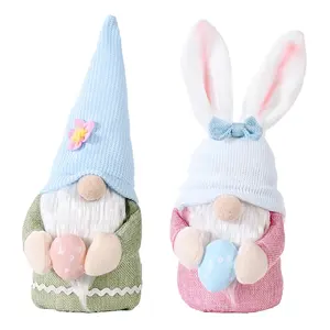 China Factory Cute Easter Gnome Bunny Ear Dolls Craft Ornaments Gifts Rabbit Plush Toys Easter Party Decoration