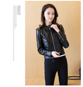 Delle donne Outwear <span class=keywords><strong>Giacca</strong></span> di <span class=keywords><strong>Pelle</strong></span> Scamosciata Cappotti Volo Biker del Motociclo Del Cappotto Delle Signore Nero Streetwear del Rivestimento Della Chiusura Lampo M0291 - Product Image 4