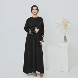 Abaya musulmane en tissu Nida de qualité supérieure avec manches perlées 2026 – Robe modeste fermée pour femme, style Dubaï - Product Image 5