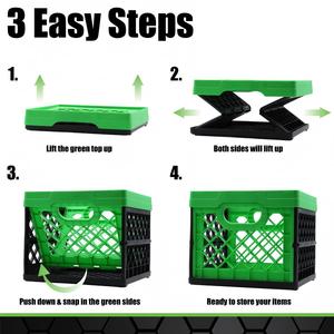 Foldable and Stackable Storage Basket 6 Gallons, Green, <b>Large</b>-sized Industrial PICUS95368 Compact Design Sturdy and Foldable for - Product Image 1