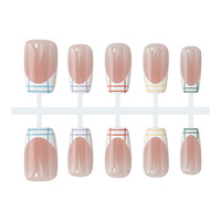 Ongles artificiels longs en forme d'amande, prêts à poser, avec pointes françaises en gel X, ongles préfabriqués, pointes à couverture complète, ongles français