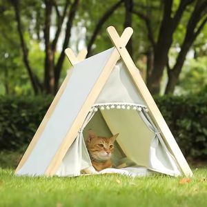 Hersteller Big Space Holz Tipi Dreieck Katzen bett Haustier Zelt Haustier Hund Outdoor Faltbares tragbares Haustier Haus Zelt - Product Image 5