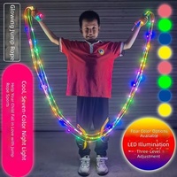 Corde à sauter en PVC lumineuse en gros pour enfants, LED multicolores, pour marché nocturne, extérieur, 2,8 m, éblouissante