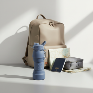 Bouteille en silicone pliable légère avec ouverture pour boire directement et mousqueton pour la randonnée et les voyages - Product Image 2