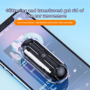 TM20 마카롱 투명 트렌디 한 무선 헤드폰 터치 컨트롤 디지털 디스플레이 크리에이티브 이어폰 전화 액세서리