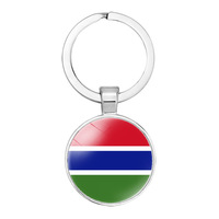 Porte-clés Drapeau de la Gambie en Verre de Qualité, Accessoire de Sac, Pendentif, Anneau Porte-clés, Design National, Personnalisé, Vente en Gros à Bas Prix