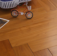 Plancher en bois dur de teck brésilien haut de gamme avec revêtement UV, classement de surface ABC, carreaux de sol à motif en chevrons