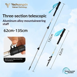 YCX YCX-9.6 Folding Trekking Pole 3-Section Adjustable PVC Metal Shaft Hiking Stick Carbide Alloy Tip EVA Handle Quick <b>Lock</b> - Product Image 2