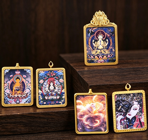 Collar de recuerdo con colgante retro de Tangka dibujado a mano del Quinto Señor Dragón - Product Image 6