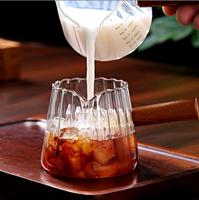 Petit pichet à lait Verres à liqueur expresso Petit verre et manche en bois Tasse à lait Tasse à café Tasse à mesurer Mini once Tasse à lait