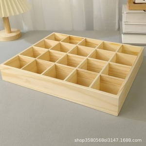 Boîte de rangement rectangulaire en bois massif pour bureau, organisateur de bureau à plusieurs compartiments pour l'organisation de la papeterie - Product Image 3